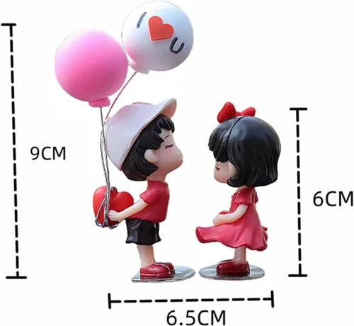 Vista 2 de Adornos lindos para parejas, decoración de automóvil, dibujos animados lindos, figuras de acción para parejas, adorno de globo, decoración de globo