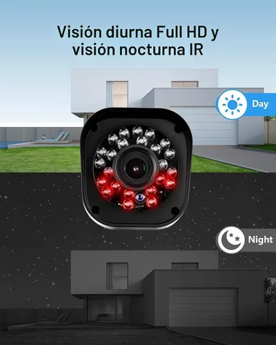 Vista 8 de Sistema de cámara de seguridad con cable de 1080P, DVR de vigilancia CCTV AIWIXEN 8CH con disco duro de 1 TB, 4 x cámaras de seguridad con cable