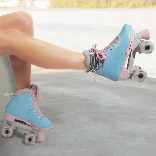 Vista 6 de Circle Society - Patines clásicos para niños (ajustables, para interiores y exteriores)