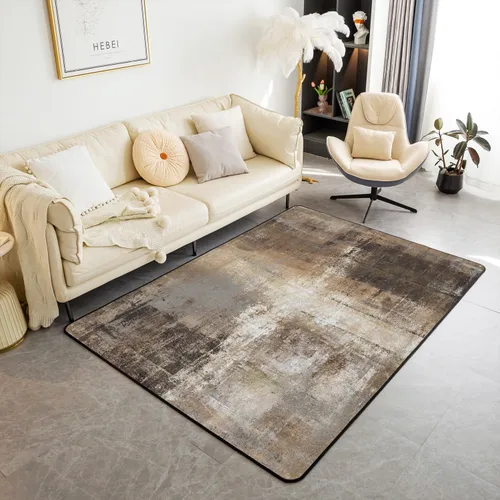 Vista 12 de Erosebridal Alfombra de área de acuarela para sala de estar, alfombra de pasillo de pintura al óleo azul, marrón, morado, 3 x 5, alfombra de arte