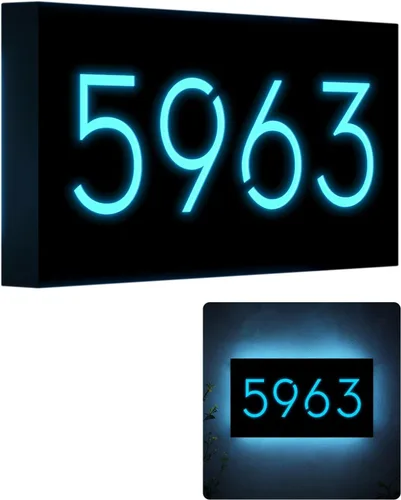 Vista 10 de Números de casa LED de 12V para casa, retroiluminación de calle, números de casa modernos personalizados, señal de dirección iluminada, placa de Luz