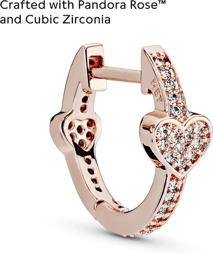 Vista 3 de Pandora Aretes de aro con corazones atractivos de rosas, Metal, N A