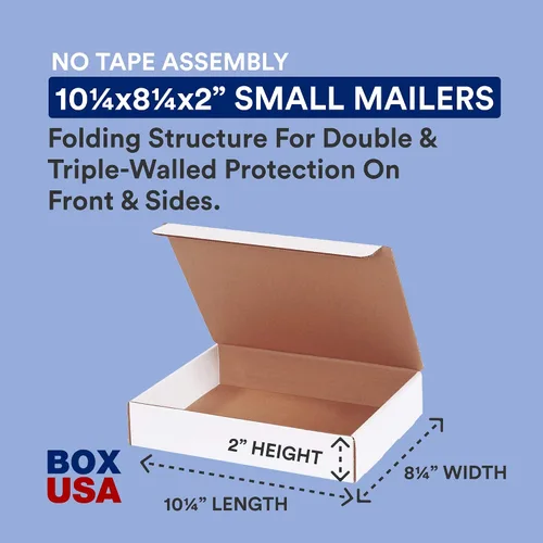 Vista 2 de BOX USA Cajas de mudanza de 10.25 pulgadas de largo x 8.25 pulgadas de ancho x 2 pulgadas de alto, medianas 50 unidades Caja de cartón corrugado