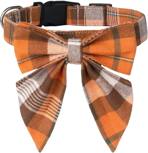Vista 21 de ADOGGYGO Collar de Navidad para perro con lazo, ajustable de algodón rojo a cuadros, collares de Navidad para perros pequeños, medianos y grandes