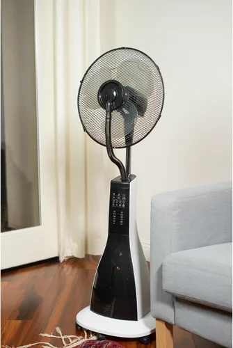 Vista 2 de XBrand Ventilador oscilante de niebla de pedestal de 47 pulgadas con control remoto y temporizador, ventilador de refrigeración para interiores