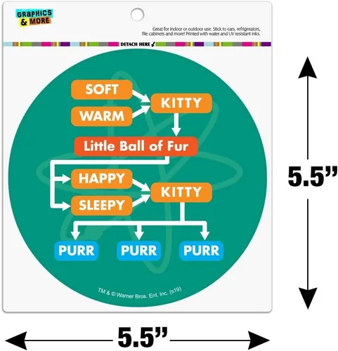 Vista 5 de Big Bang Theory Soft Kitty Diagrama de flujo automotriz refrigerador de coche Locker imán de vinilo