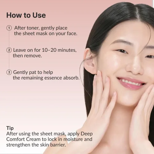 Vista 8 de Deep Comfort - Mascarilla facial en lámina, cuidado de barrera hidratante y calmante con savia de abedul, pantenol y cerámica vegana, cuidado