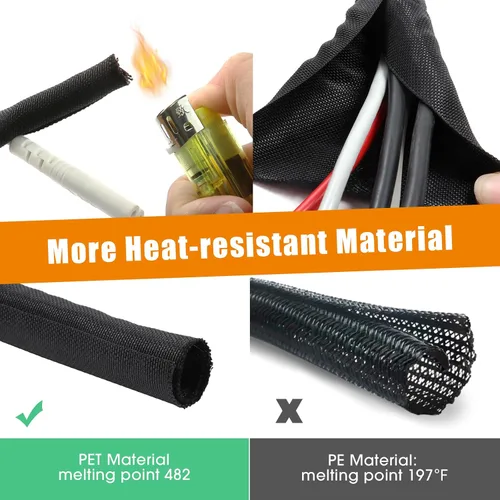 Vista 5 de Funda de alambre trenzado dividido para cables automotrices, cable de audio y video, cuerdas de múltiples cables, cubierta de protección organizada