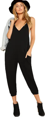 Vista 5 de DIDK - Enterizo para mujer con cuello en V, tirantes delgados, piernas holgadas