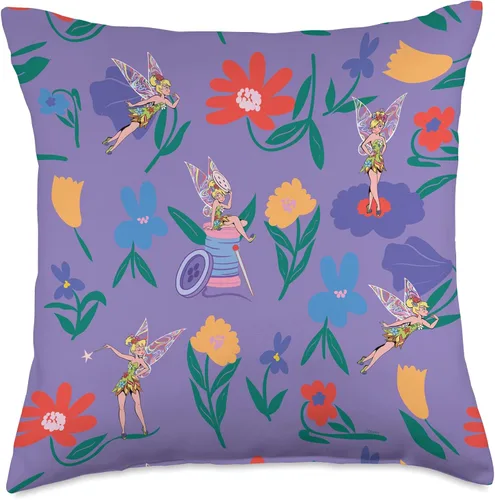 Vista 5 de Disney Princess Tinker Bell Flowers and Fairy Magic - Almohada de 16 x 16 pulgadas, multicolor