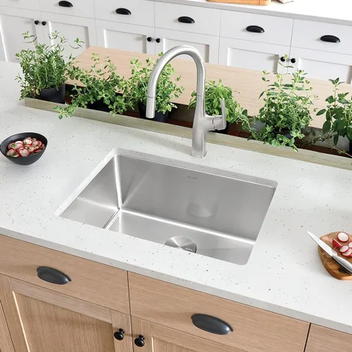 Vista 3 de BLANCO 524752 CUVEE - Fregadero de cocina empotrado de 25 pulgadas, acero inoxidable