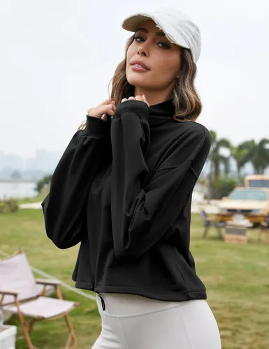 Vista 20 de Flygo Womens Half Zip Sweatshirts Stand Collar Activewear Running Workout Pullover Tops