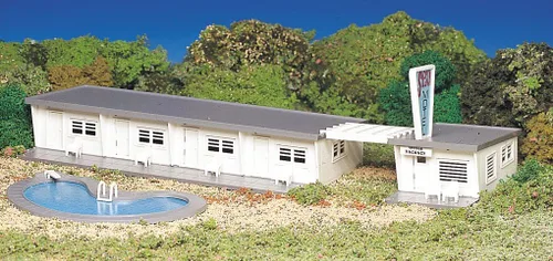 Vista 3 de Bachmann Trenes - PLASTICVILLE U.S.A. EDIFICIOS - KITS CLÁSICOS - MOTEL con PISCINA - Escala HO