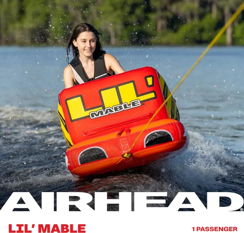 Vista 6 de Airhead Mable Towable Tube for Boating, 1-4 Rider Inflatable Boat Tube for Water Tubing, Heavy Duty Full Nylon Cover, EVA Foam Pads, Dual Tow Point