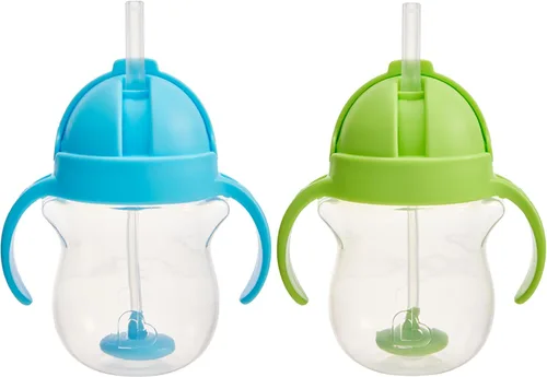 Vista 10 de Munchkin Any Angle Vaso Sippy para Niños Pequeños, Vaso con Pajita Lastrada a Prueba de Derrames con Asas de Transición para Bebés de 6 Meses en Azul