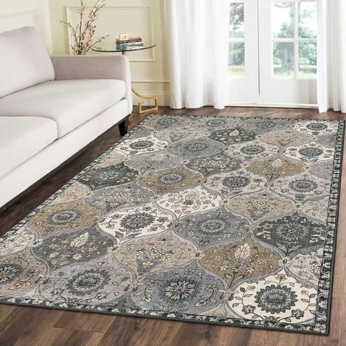 Vista 80 de Lahome - Alfombra marroquí antideslizante y lavable, pequeña alfombra oriental para dormitorio, cocina, entrada, baño, entrada, 61 x 91 cm, crema