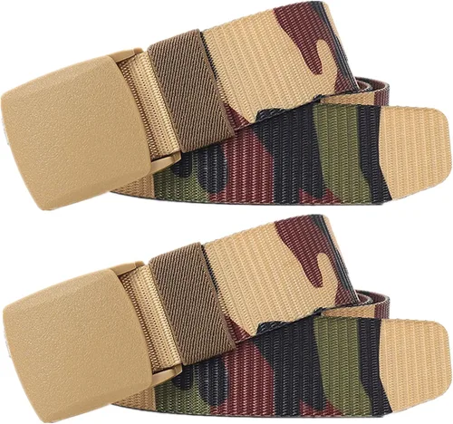 Vista 27 de Cinturón para hombre, cinturón táctico militar de nailon con hebilla sin metal, paquete de 2