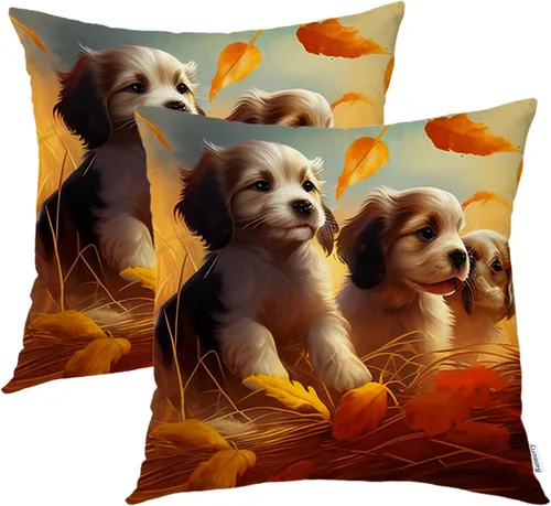Vista 82 de Batmerry Autumn Forest Throw Pillow Covers, Yellow Orange Foliage in Fall Park Decorative Pillow Covers Digital Printing Blended for Couch Sofa Bed