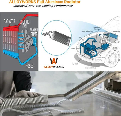 Vista 9 de ALLOYWORKS Radiador de aluminio de 3 filas para Dodge Ram 2500/3500 5.9L L6 Diesel Cummins 1994-2002
