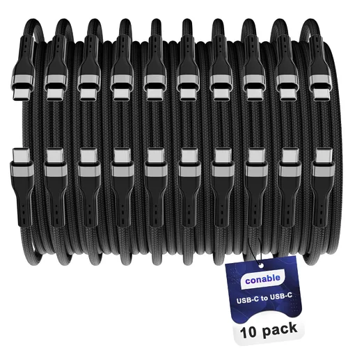 Vista 12 de Cable USB tipo C (1 pie/12 pulgadas, paquete de 10), cable de carga rápida