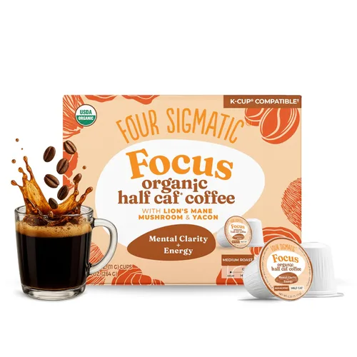 Vista 13 de Four Sigmatic Adaptogen Coffee K-Cups Café molido orgánico de tostado medio con Ashwagandha, Eleuthero, Chaga y Tulsi Apoyo inmunológico