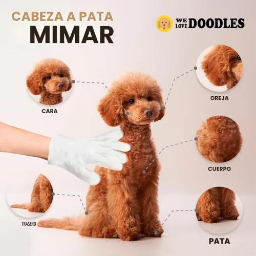 Vista 3 de Toallitas para guantes de mascotas para perros, limpieza de doble cara