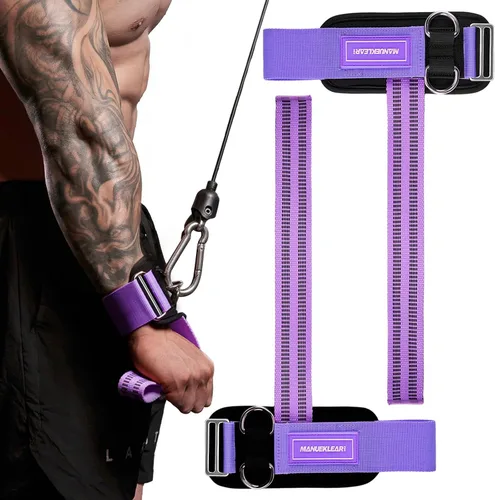 Vista 10 de MANUEKLEAR - Correas de muñeca antideslizantes para levantamiento de pesas, correas de levantamiento de pesas con anillos en D para entrenamiento