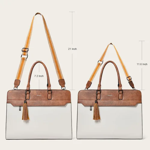 Vista 9 de Bolsa para laptop de 17 pulgadas para mujer, bolsa de trabajo resistente al agua, maletín con bolso Water-Resistant Vegan Leather Computer