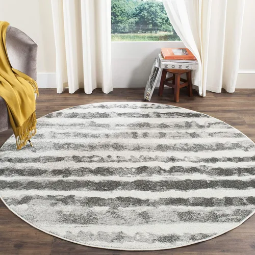 Vista 10 de SAFAVIEH Adirondack Collection - Alfombra decorativa de 2 pies 6 pulgadas x 4 pies, marfil y carbón, diseño moderno ondulado, envejecido,