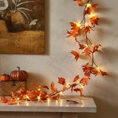 Vista 8 de Birchlitland Guirnalda de abedul iluminada con 48 luces LED de hadas para manto durante todo el año