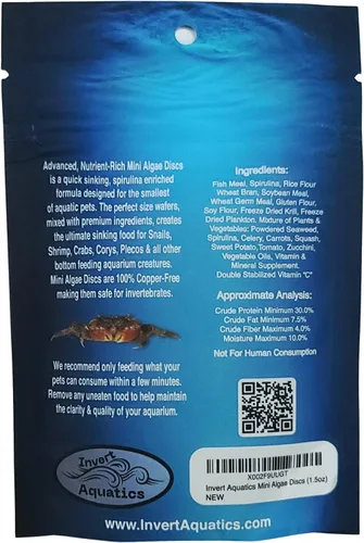 Vista 2 de Mini discos de algas - Dieta de hundimiento para caracoles, camarones y peces de alimentación inferior (1.5 oz (42,5 g))