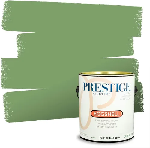 Vista 114 de PRESTIGE Pintura exterior e imprimación en uno, aloe, plano, 1 galón