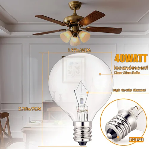 Vista 7 de SerBion Bombillas de 40 W, base de candelabro E12, bombilla redonda de 120 voltios para candelabro, lámpara de mesa, apliques de pared, lámpara