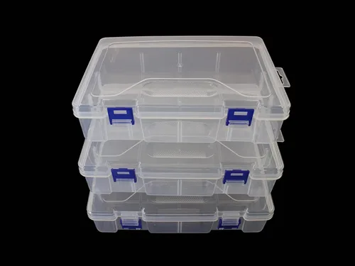 Vista 13 de Caja de almacenamiento de plástico transparente de 6 piezas con cierre hermético, contenedor organizador para lápices, rompecabezas, juguetes