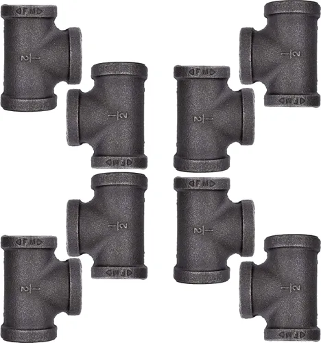 Vista 22 de PIPE DECOR - Acoplamiento de 1/2 pulgada, accesorios de hierro maleable negro para tuberías, pezones y accesorios estándar de 1/2 pulgada