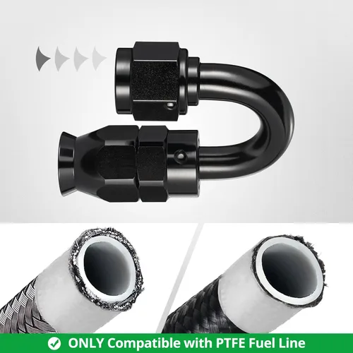 Vista 5 de EVIL ENERGY 6AN PTFE montaje extremo manguera montaje 180 grados negro para manguera de PTFE solamente 2PCS