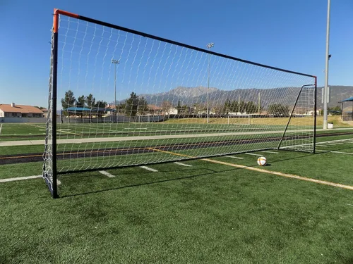Vista 8 de Portería de fútbol de tamaño reglamentario de 24 x 8 pies con red de HDPE resistente a la intemperie. Acero galvanizado recubierto de polvo negro