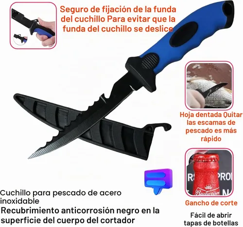 Vista 3 de Juego de 2 cuchillos de filete, cuchillos de filete de acero inoxidable de 5 y 7 pulgadas para pescado, equipo de pesca, juego de herramientas de 2
