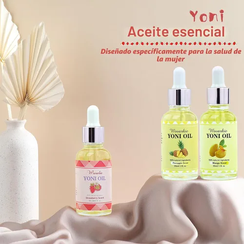 Vista 6 de Wovarkie 3 paquetes de aceite Yoni para mujeres, aceite femenino íntimo 100% natural para desodorante femenino, elimina el olor y equilibra el pH