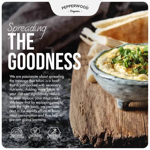 Vista 4 de Pasta de Tahini de Sésamo Integral Orgánica – Sin Descascarillar y Molida en Piedra – Textura Sedosa y Suave en Hummus, Salsas, Aderezos – Sin Sal