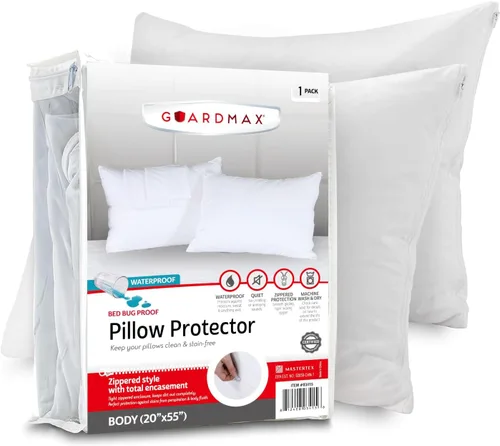 Vista 19 de Guardmax - Protector de almohada resistente al agua y a prueba de chinches - Con zipper - Juego de 2 - Silencioso, Poliuretano, Blanco, Estándar