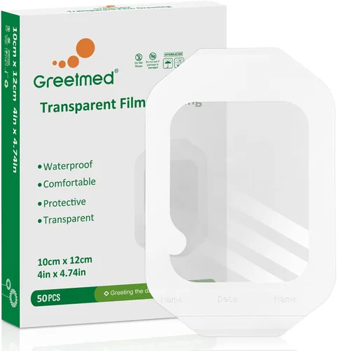 Vista 13 de Vendaje de película transparente de 2.4 x 2.7 pulgadas, 50 paquetes de parches adhesivos impermeables transpirables para heridas, cómodo vendaje
