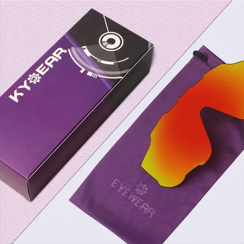 Vista 6 de Lentes de repuesto polarizadas antidecoloración antideslumbrantes de 0.472 in para gafas de sol Oakley Jawbreaker, Azul océano y rojo fuego