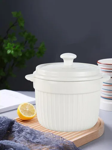 Vista 4 de Recipiente de grasa de tocino de cerámica con colador,Contenedor de grasa para cocina 17 oz,Blanco
