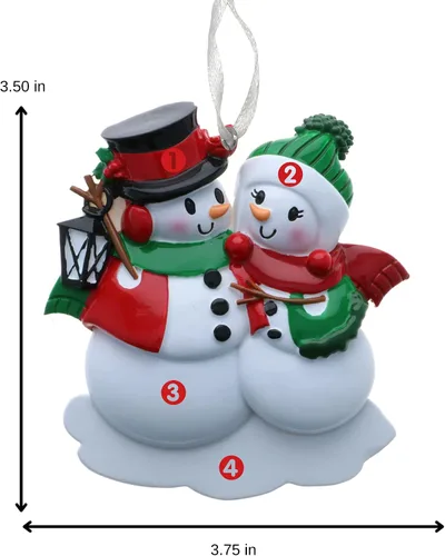 Vista 4 de Adorno de Navidad familiar 2025 – Adorno personalizado para familias – Adorno familiar de muñeco de nieve personalizado – Decoración de árbol