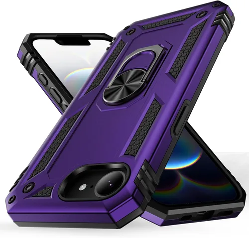 Vista 27 de Korecase Funda de teléfono para iPhone 16 con anillo de soporte, grado militar, a prueba de golpes, cuerpo completo, protección resistente para Negro