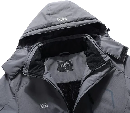 Vista 5 de Pooluly - Chaqueta impermeable de invierno, esquí, snowboard, para hombre, con capucha, rompevientos.