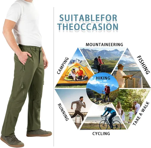 Vista 6 de Postropaky Pantalones de pesca para hombre de secado rápido ligeros impermeables para viajes al aire libre escalada pantalones elásticos