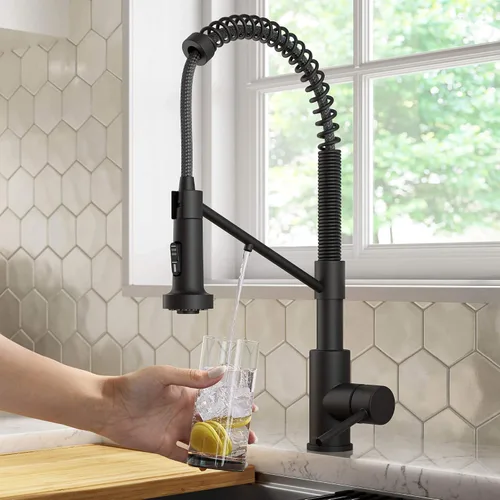 Vista 22 de Kraus Bolden 2-en-1 Grifo de cocina de estilo comercial con filtro de agua monomando extraíble para ósmosis inversa o sistema de filtración de agua
