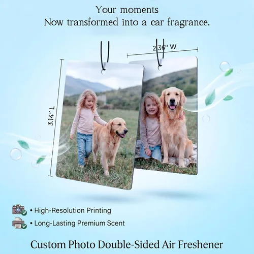 Vista 3 de Ambientador personalizado para automóvil, ambientadores personalizados con aroma de doble cara, ambientadores de olores personalizados con imagen